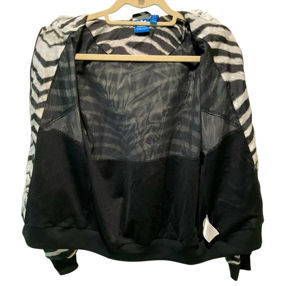 Adidas Zebra Print Track Jacket Black White Lightweight Zip Hoodie US Size 6 EUC - Picture 4 of 6